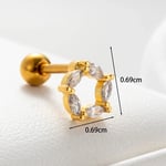 Gold color / 1 Piece Simple Series Round Copper   Gold Color Zircon Women's Stud Earrings Picture3